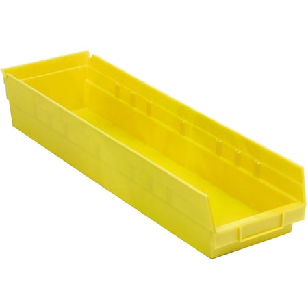 Global Industrial Shelf Storage Bin, Polypropylene, Yellow, 4 in H, 6-5/8 in W 184842YL